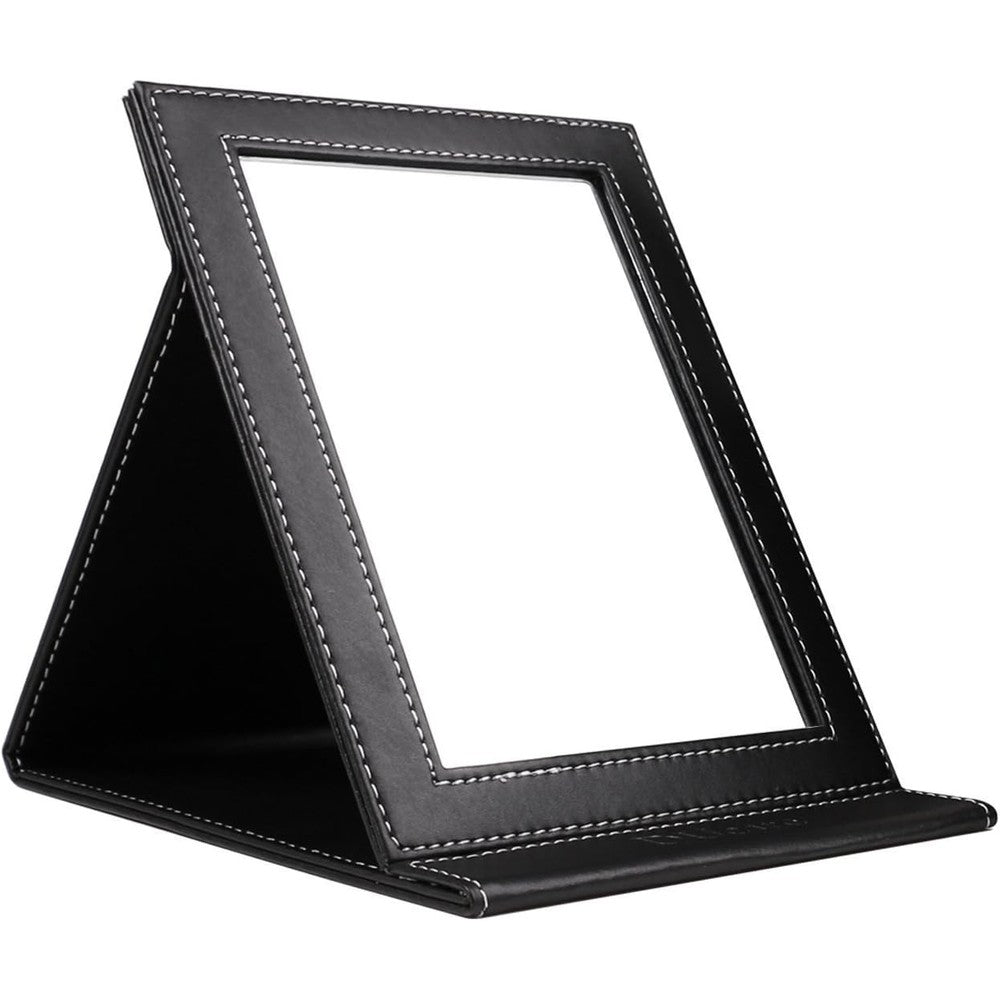 DUcare portable folding vanity mirror front view standing on a countertop showing the clear reflective glass surface.