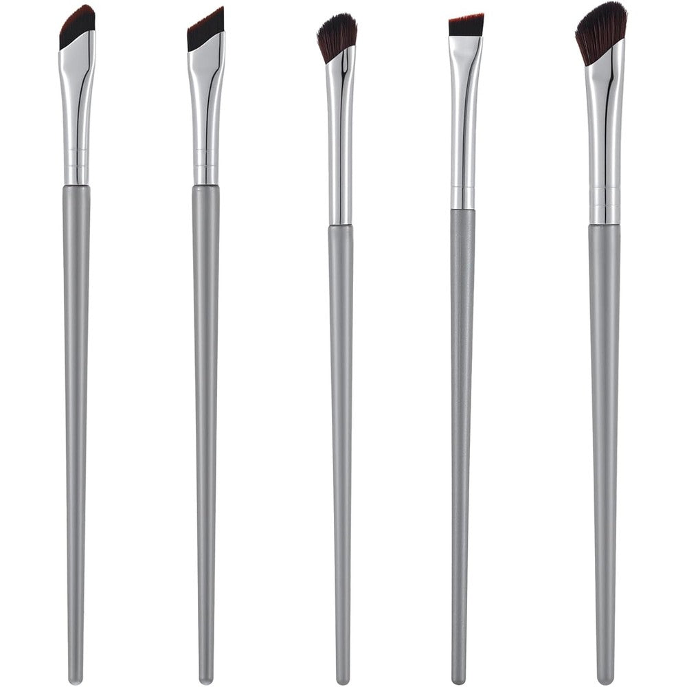 Banidy 5 pack eyeliner eyebrow brush set front view showing five fine angled and flat makeup brushes layout