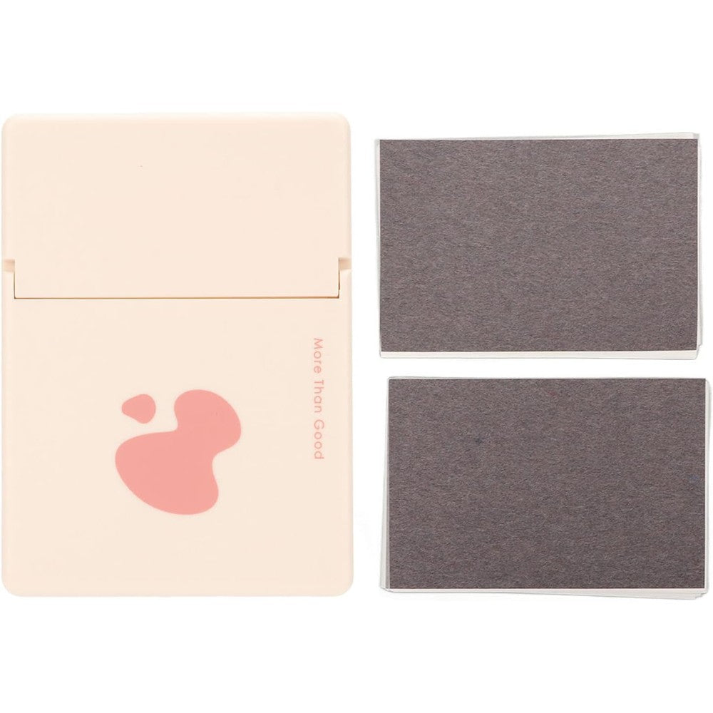 TITA-DONG plant fibre oil blotting sheets compact case front view with built in mirror and puff pad for makeup