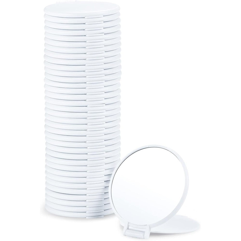 Qislee compact mirror bulk round white front view for purse makeup touchups