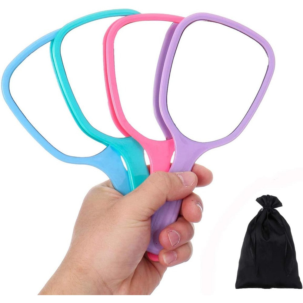 Aestivate 4 Piece Hand Mirror set displaying four pastel colored travel vanity mirrors.