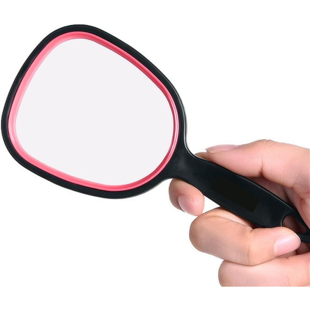 Mpowtech small handheld mirror front view with premium black and pink frame design