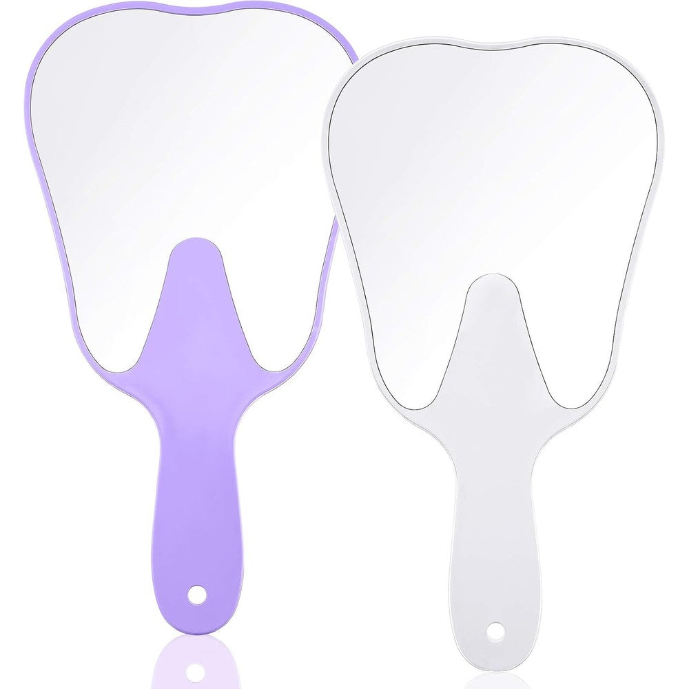 Jetec tooth shaped handheld mirror white and purple front view