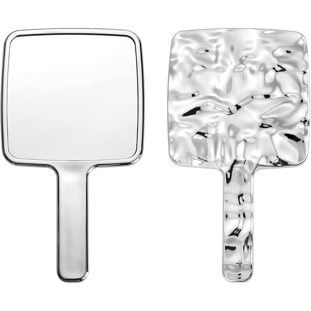 Quixella YCHMIR hand held mirror front view showcasing the clear square glass surface for cosmetic grooming.