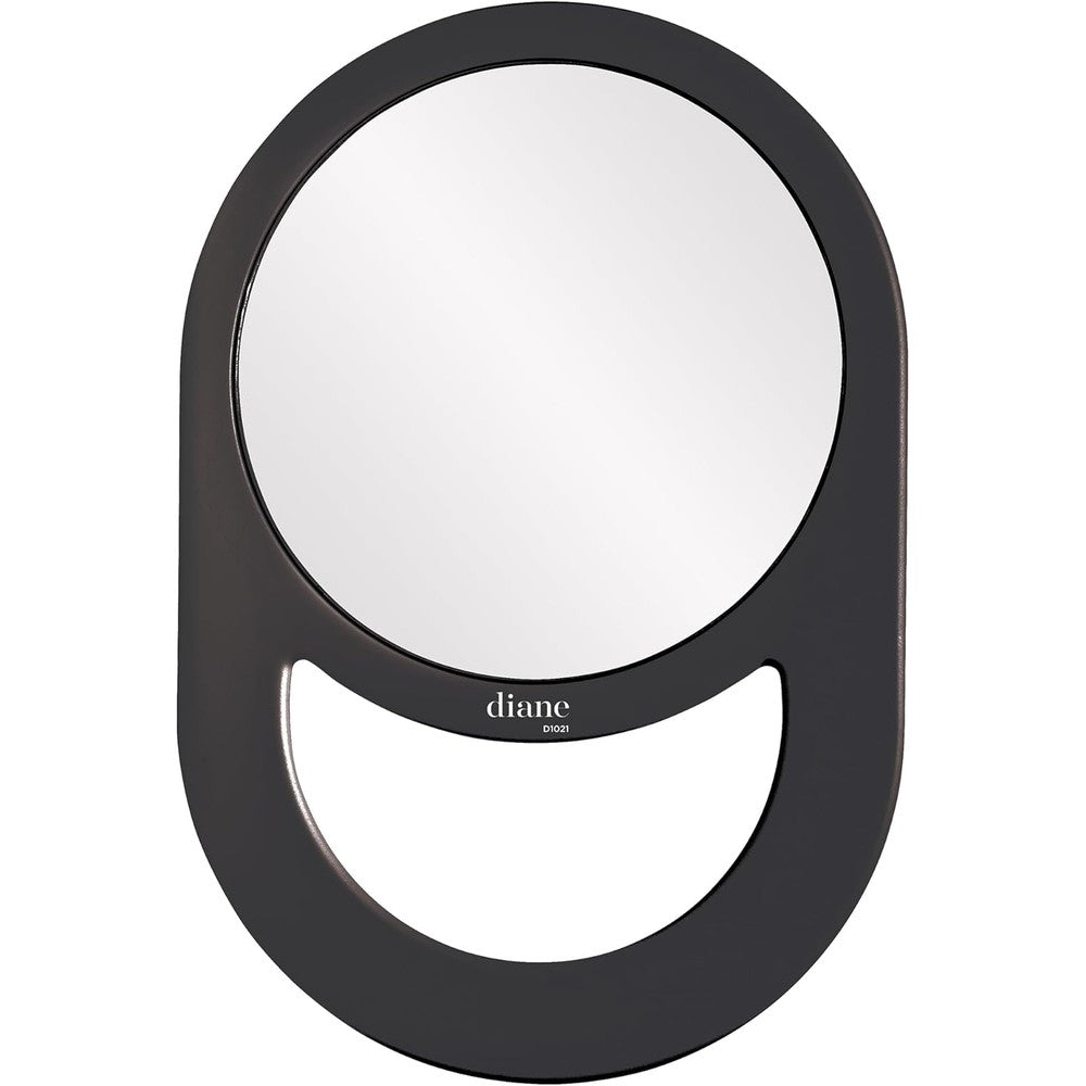 Diane Professional Quality Hand Mirror front view featuring the black circular handle design.