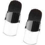 Queen Scepter Retractable Makeup Brush front view showing the sleek pink aluminum casing closed with cap.