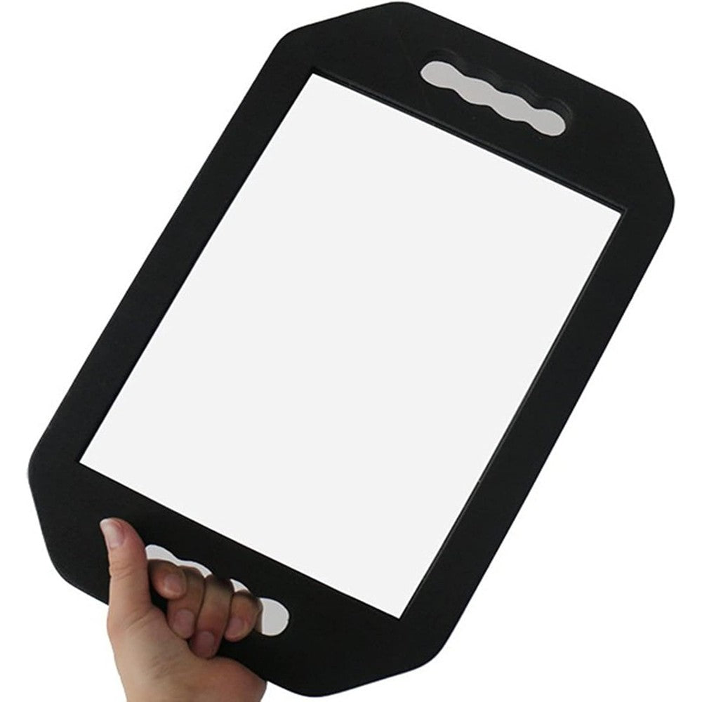 Feisate barber mirror handheld foam front view showing large square glass