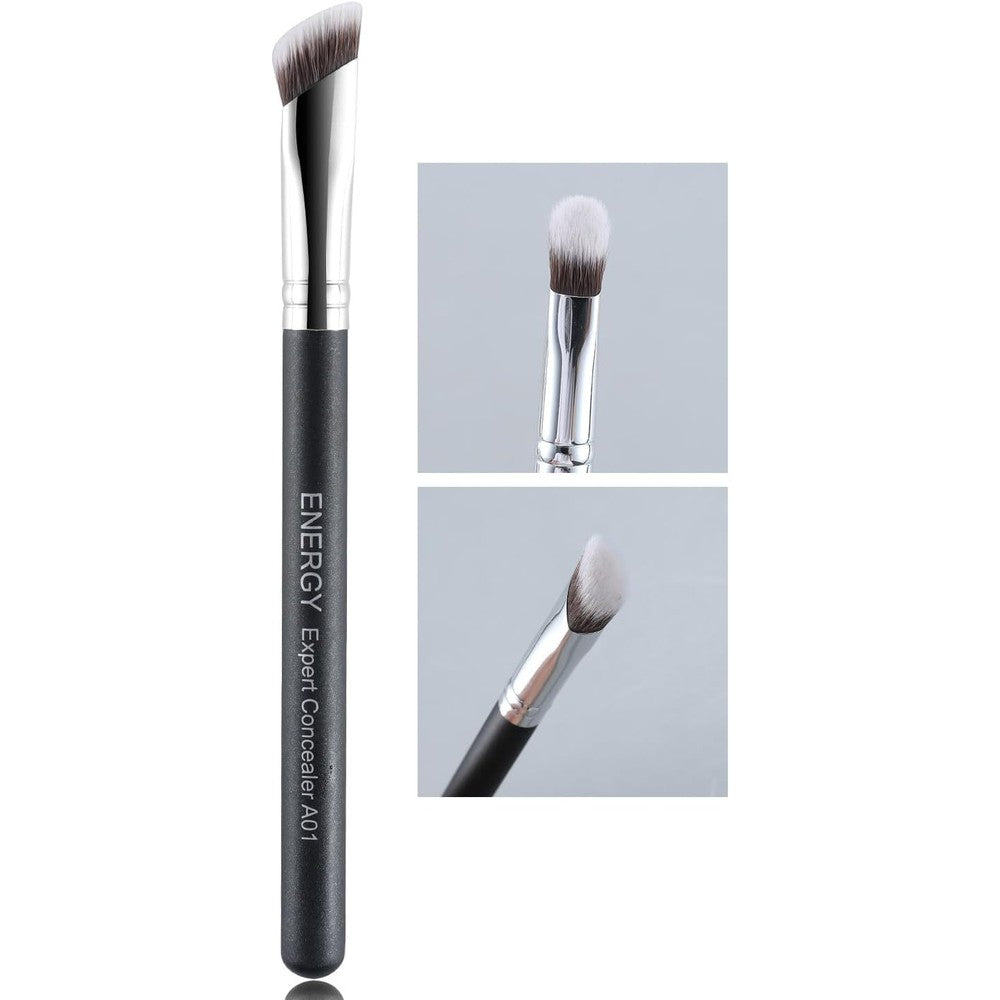 ENERGY angled concealer brush front view for precise under eye makeup application