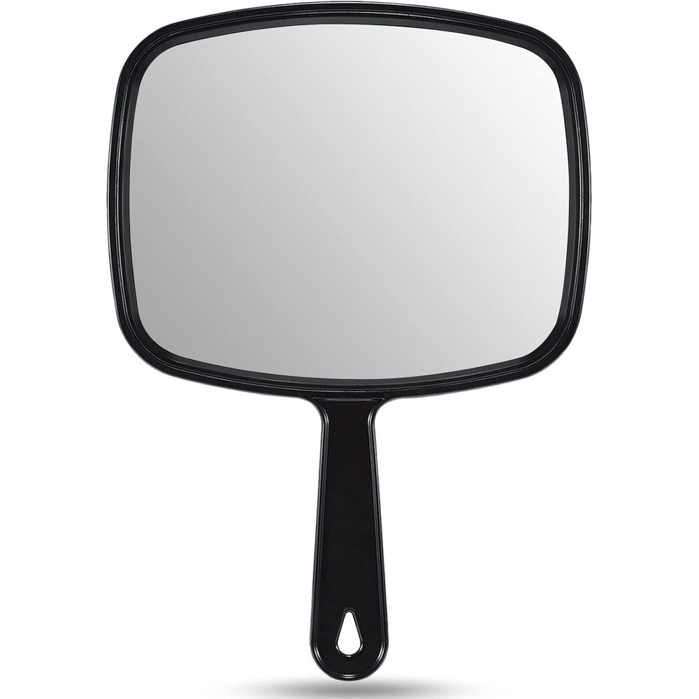 OMIRO hand mirror all black handheld mirror front view showing high definition glass reflection