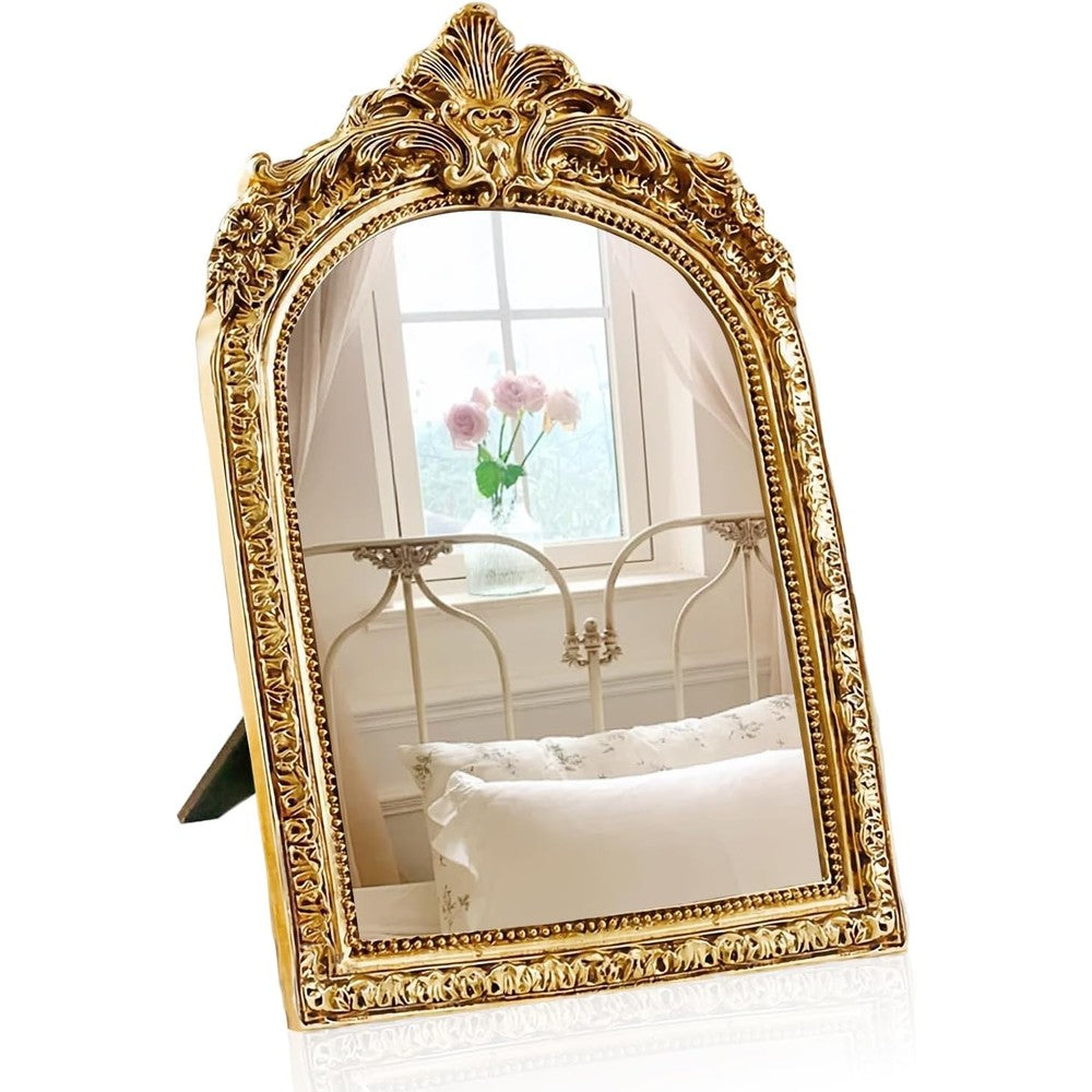 Yusong vintage gold makeup desk mirror front view