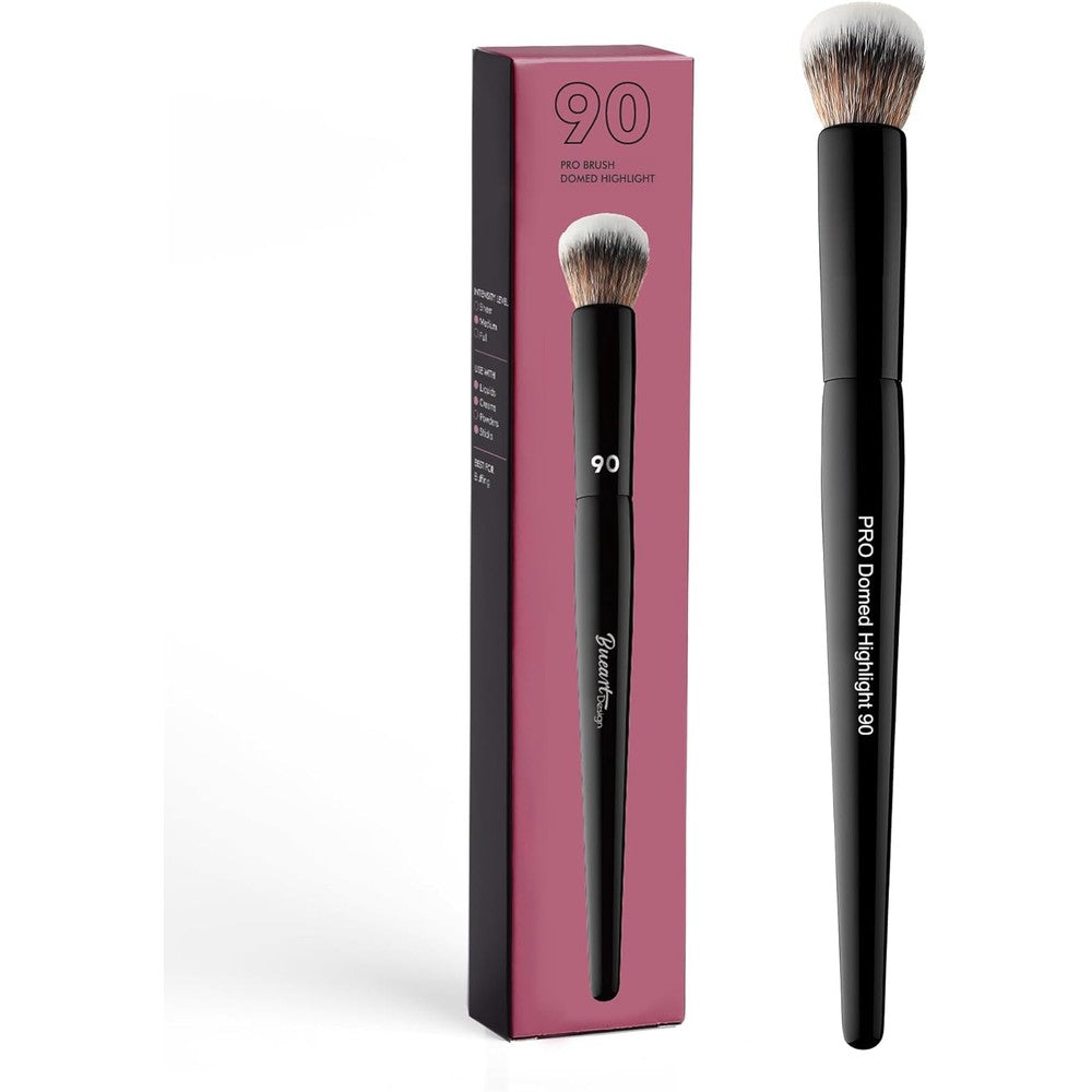 Bueart Design Pro Domed Highlight Makeup Brush 90 front view for precision face makeup application.