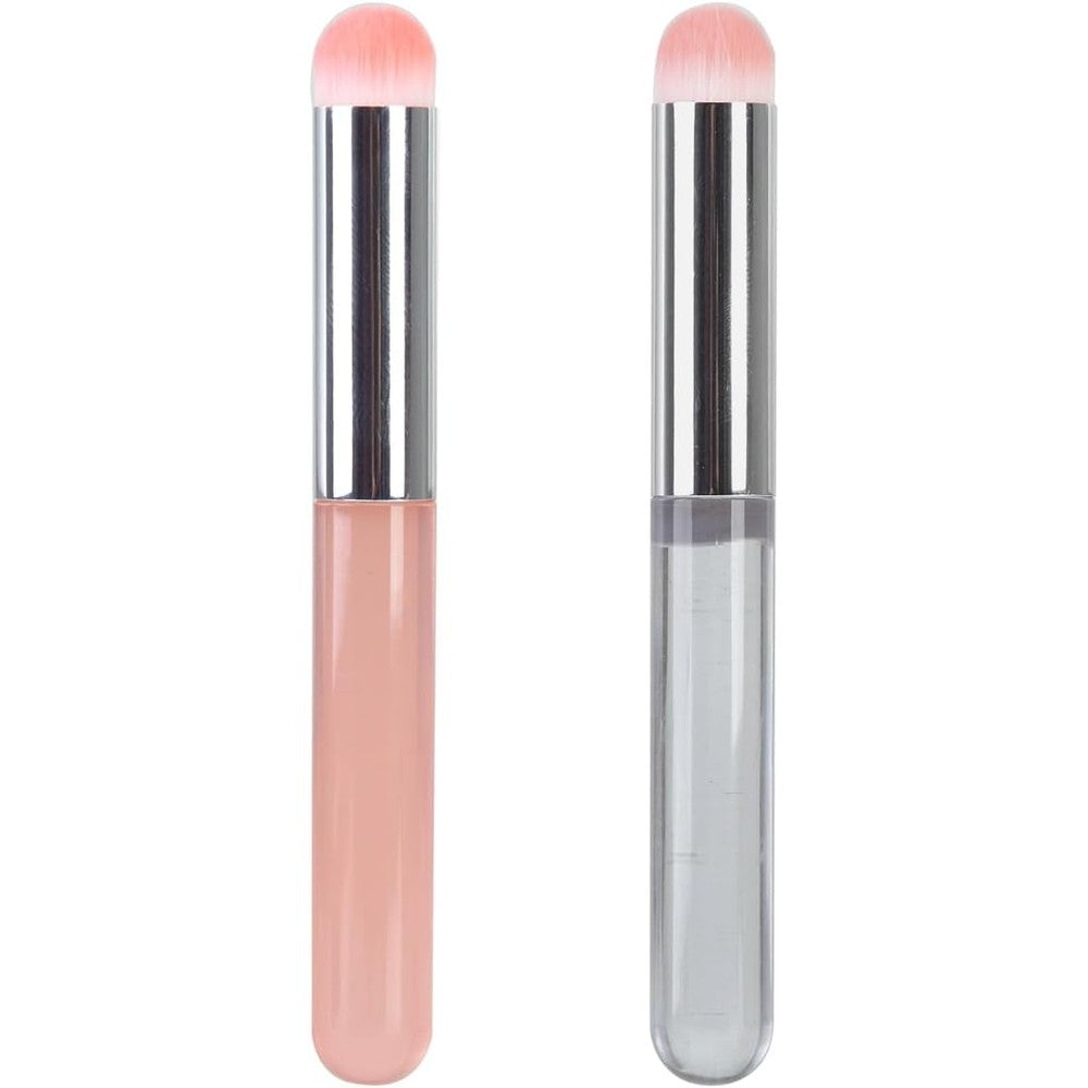 Imported round head concealer brush and nose shadow blending brush set front view.