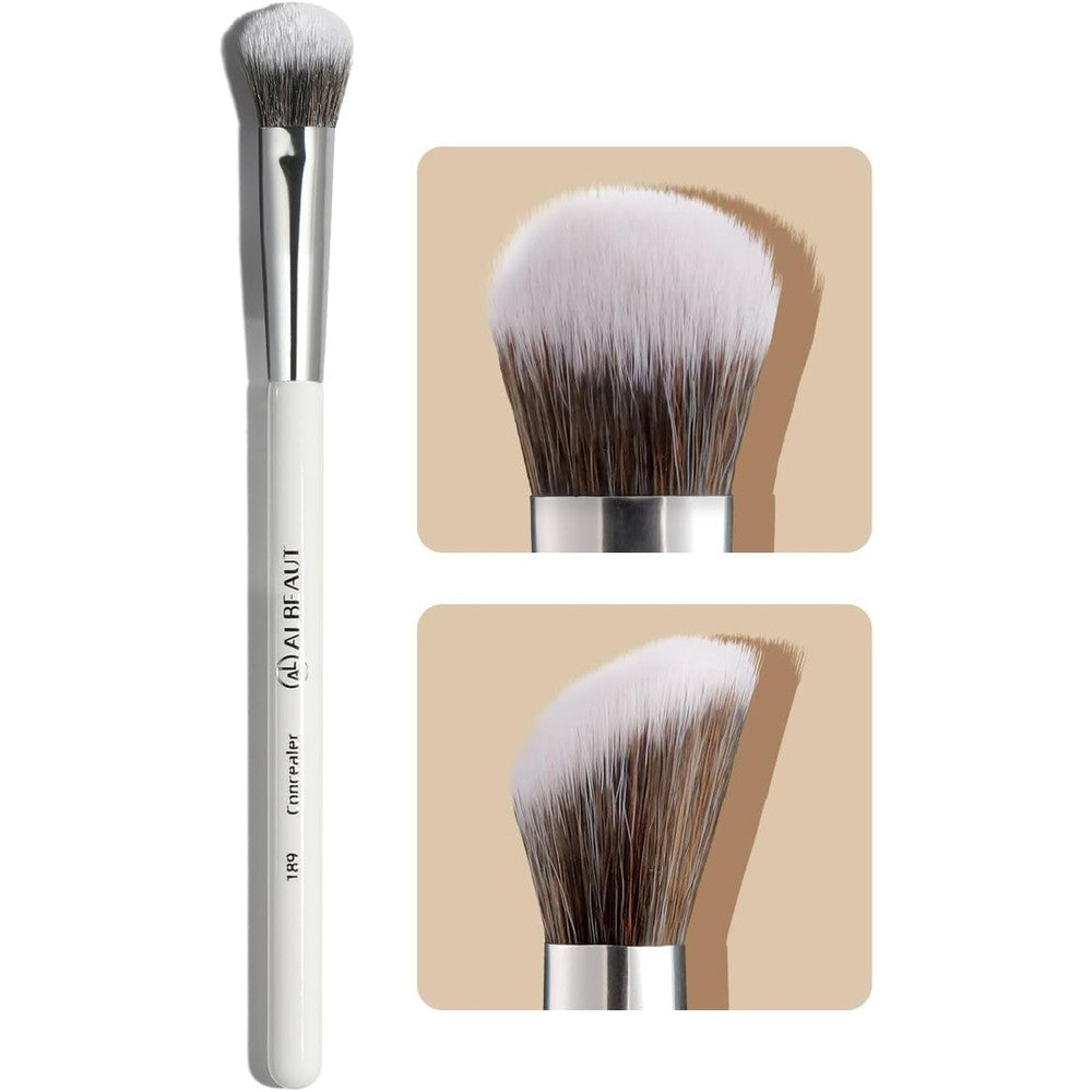 ALBEAUT 189 Angled Brightening Concealer Makeup Brush front view showing white kitten paw shaped bristles