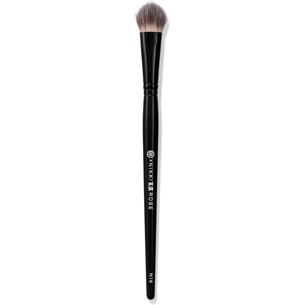 BK Beauty Nikki La Rose N16 Pro Concealer Brush front view showcasing the tapered triangular synthetic bristles and black handle.