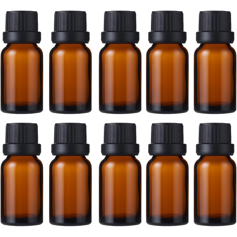 Doromy 10ml amber glass essential oil bottles front view