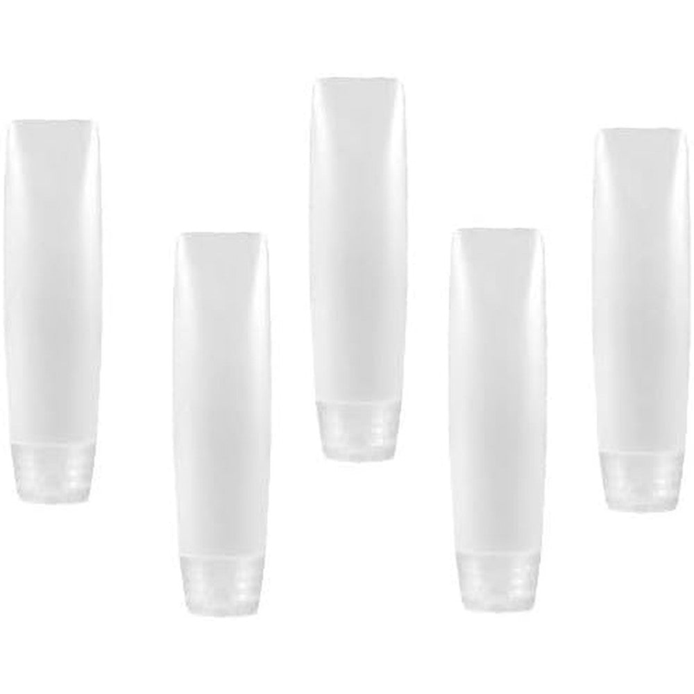 Junfamilee 5 piece set of empty refillable travel bottles front view