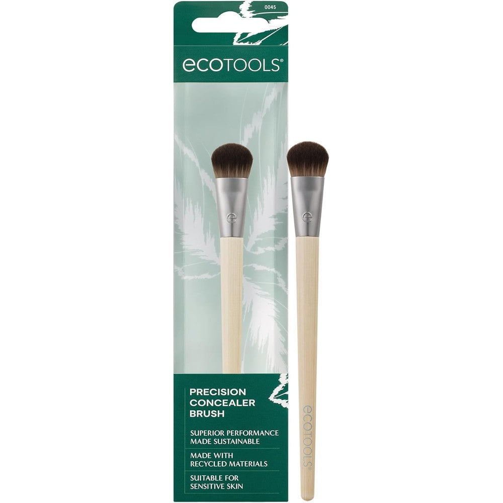 EcoTools Precision Concealer Makeup Brush front view showing the dense synthetic bristles and bamboo handle.