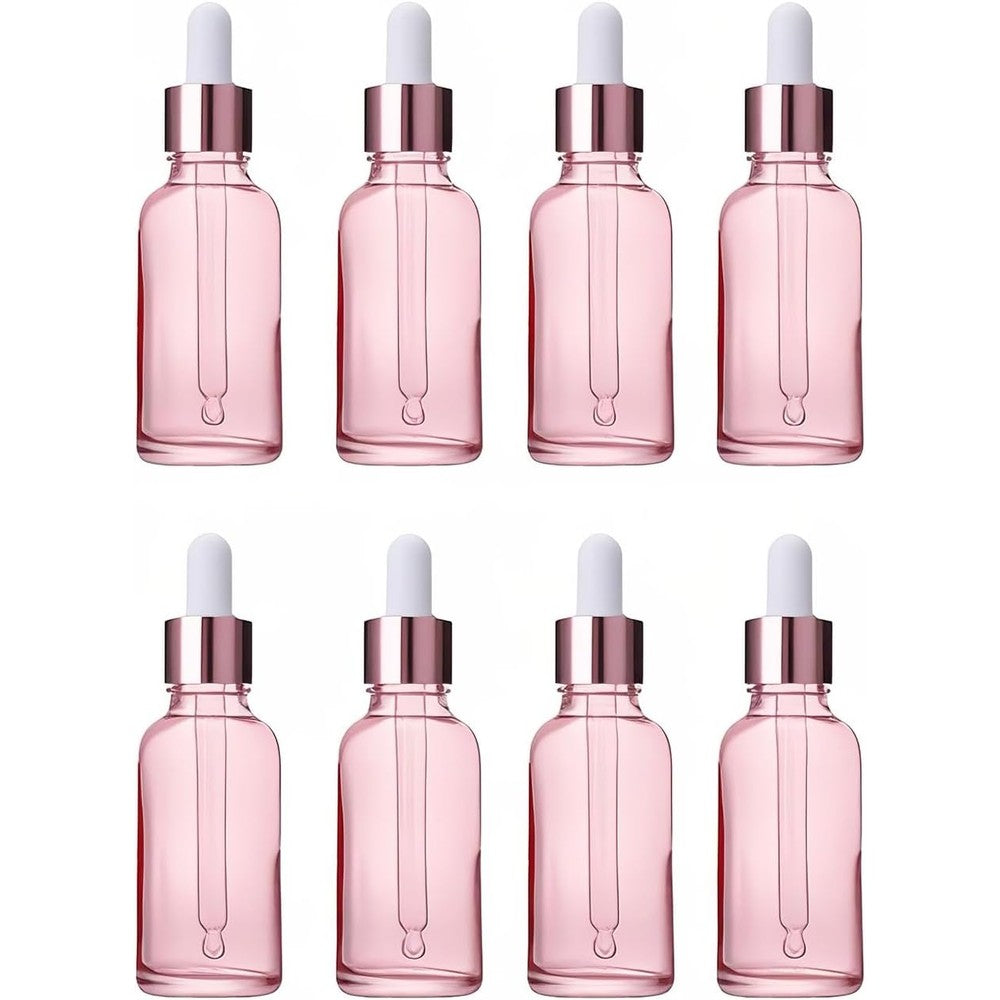 Rohijale 30ml pink glass dropper bottles set front view