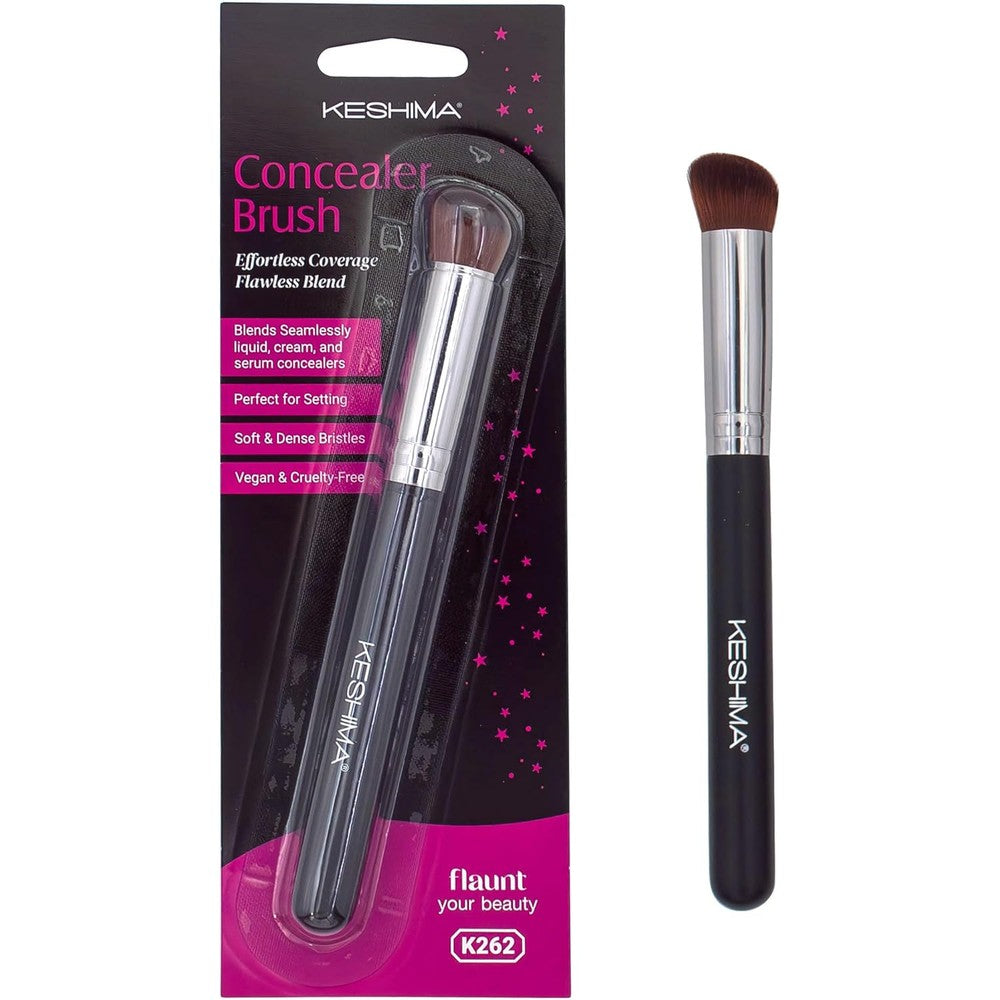 Keshima angled concealer brush front view for professional makeup blending