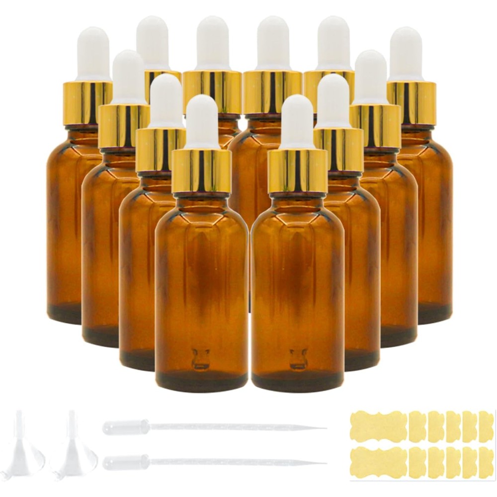 Agzhtyjq amber glass dropper bottles set of 12 front view