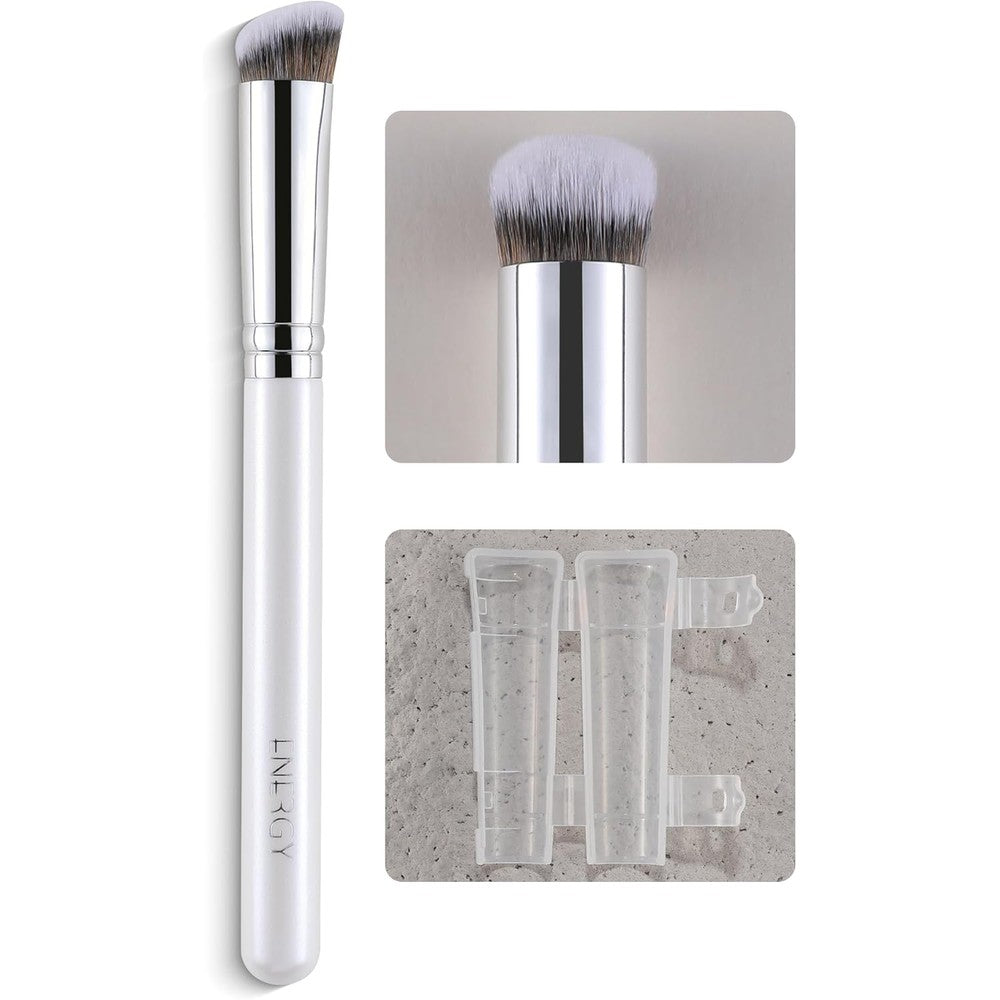 ENERGY Professional Under Eye Concealer Brush in white front view for precision makeup blending