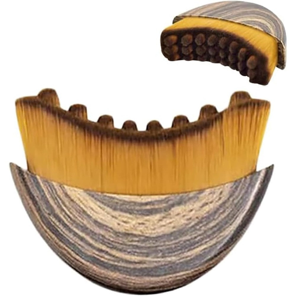 OMULIKJ New Lymphatic Contour Face Brush front view showing ergonomic curved bristle head for jawline sculpting.