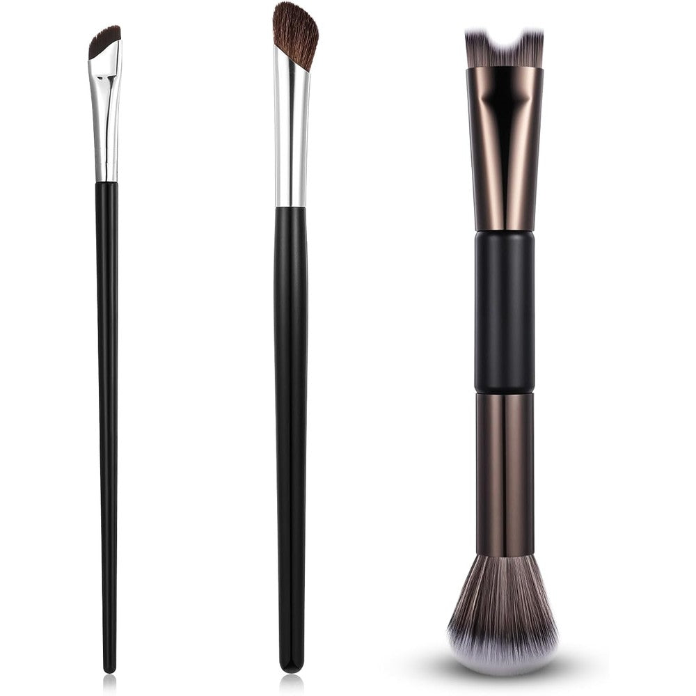 Tarini 3 Piece Sculpting Dual End Nose Contour Brush Set front view premium makeup tool