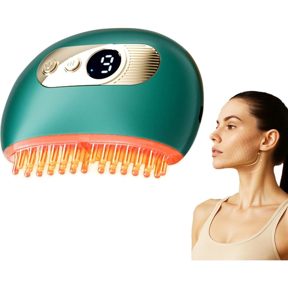 Kinbana Lymphatic Contour Face Brush in green showing the multi-needle massage head for professional facial sculpting.