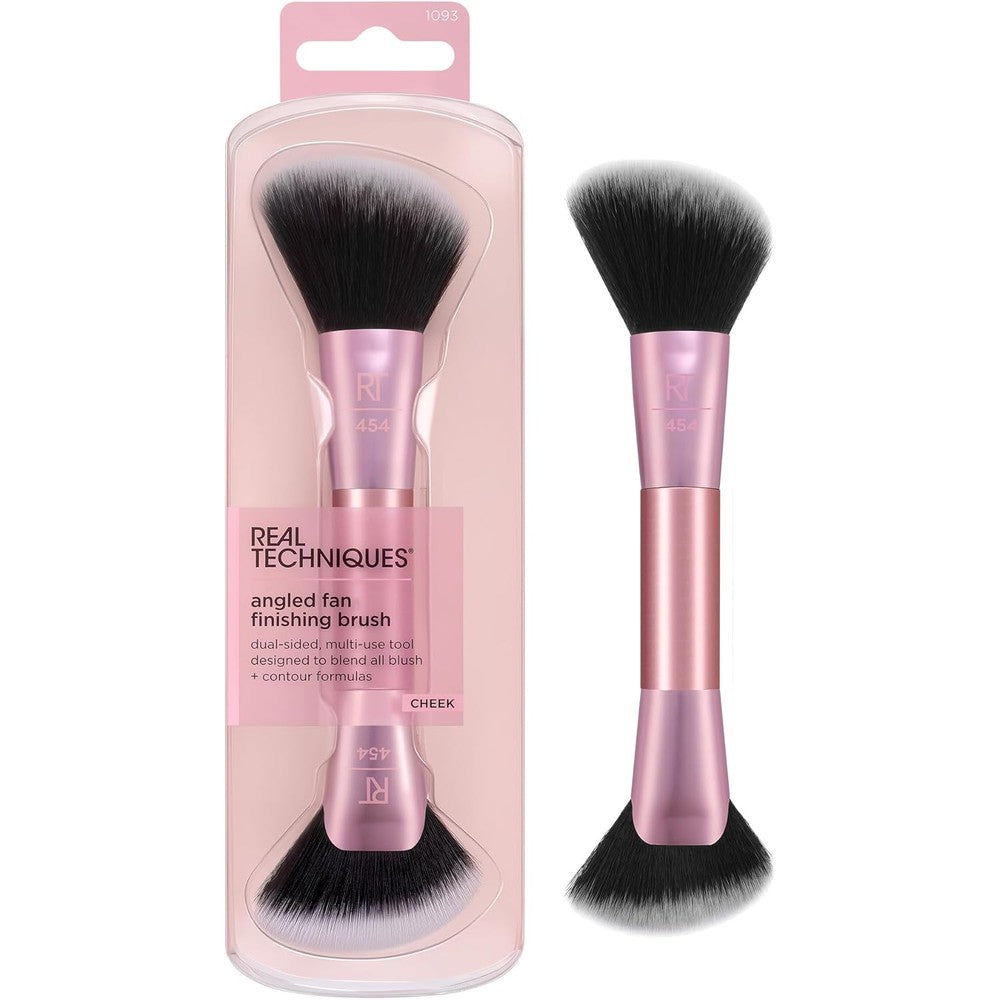 Real Techniques Angled Fan Finishing Brush front view authentic makeup brush