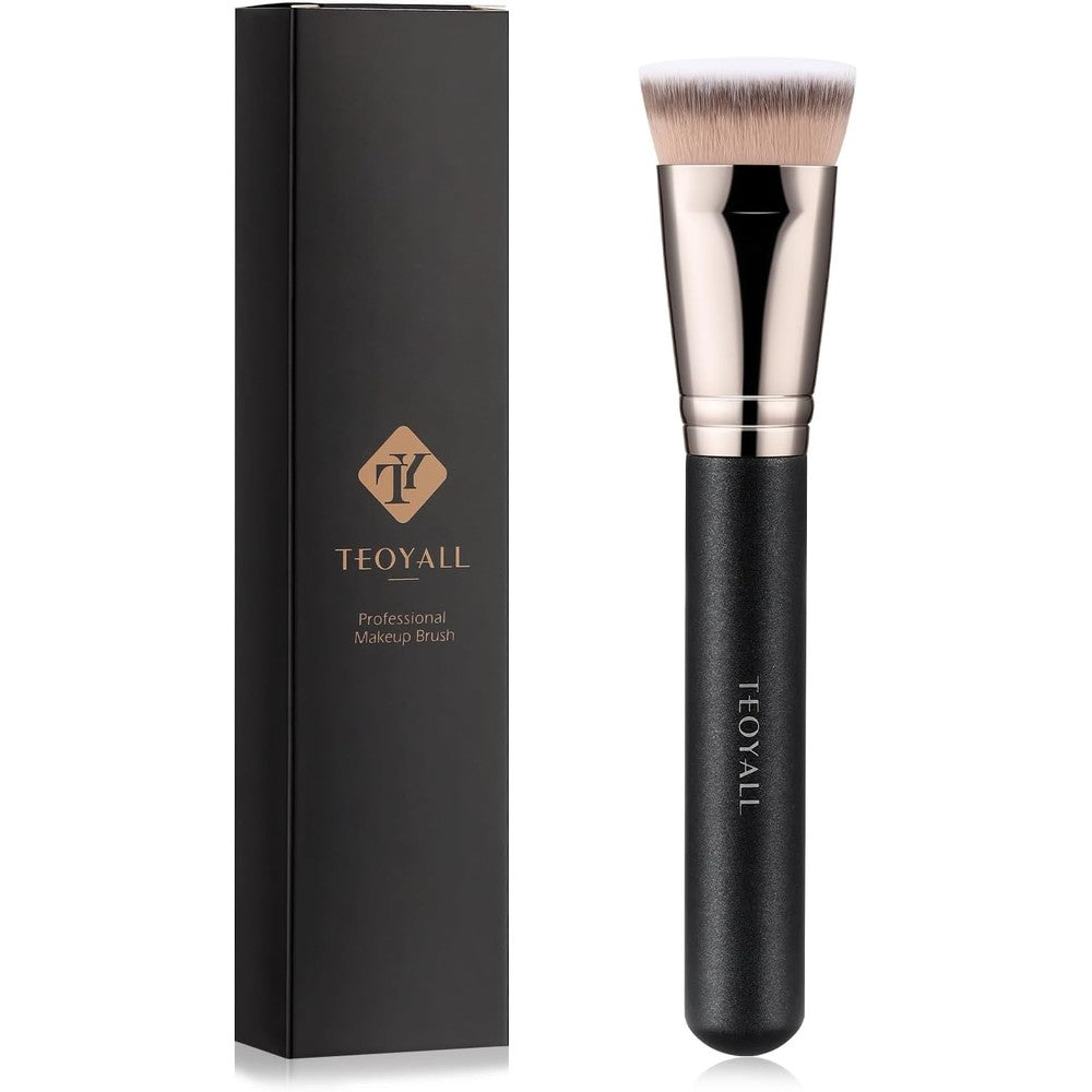TEOYALL Flat Top Contour Brush front view showcasing dense synthetic bristles and black handle