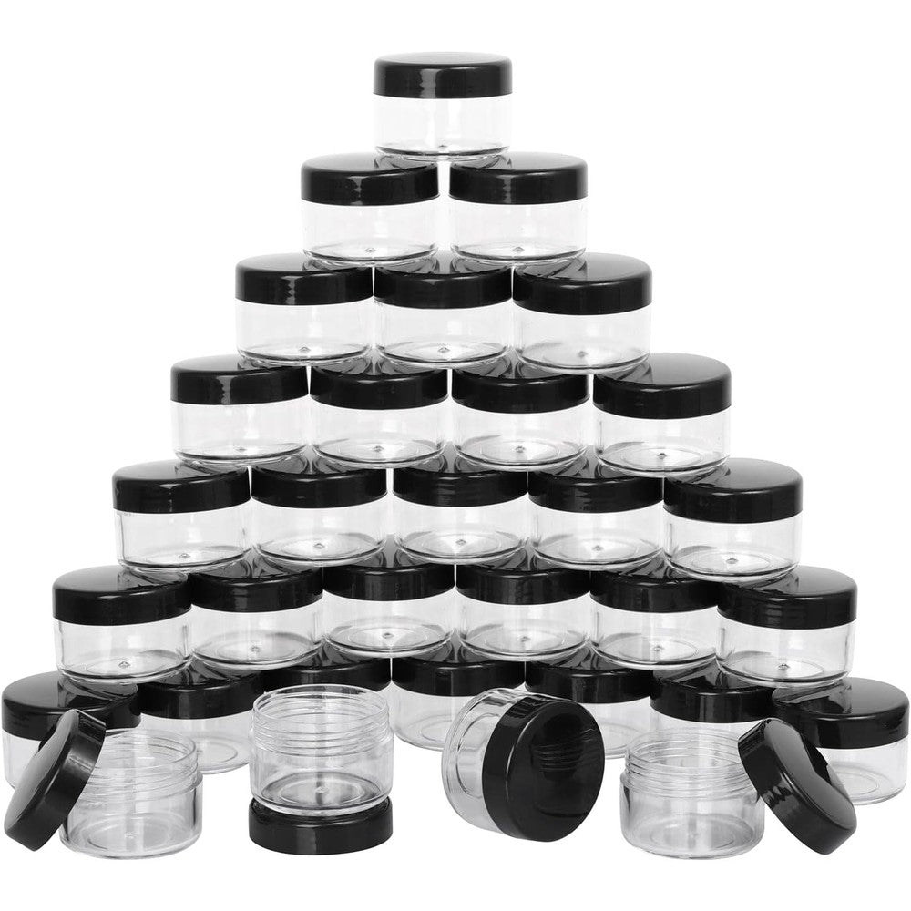 Btyms 100 count 15 gram black cosmetic sample jars front view