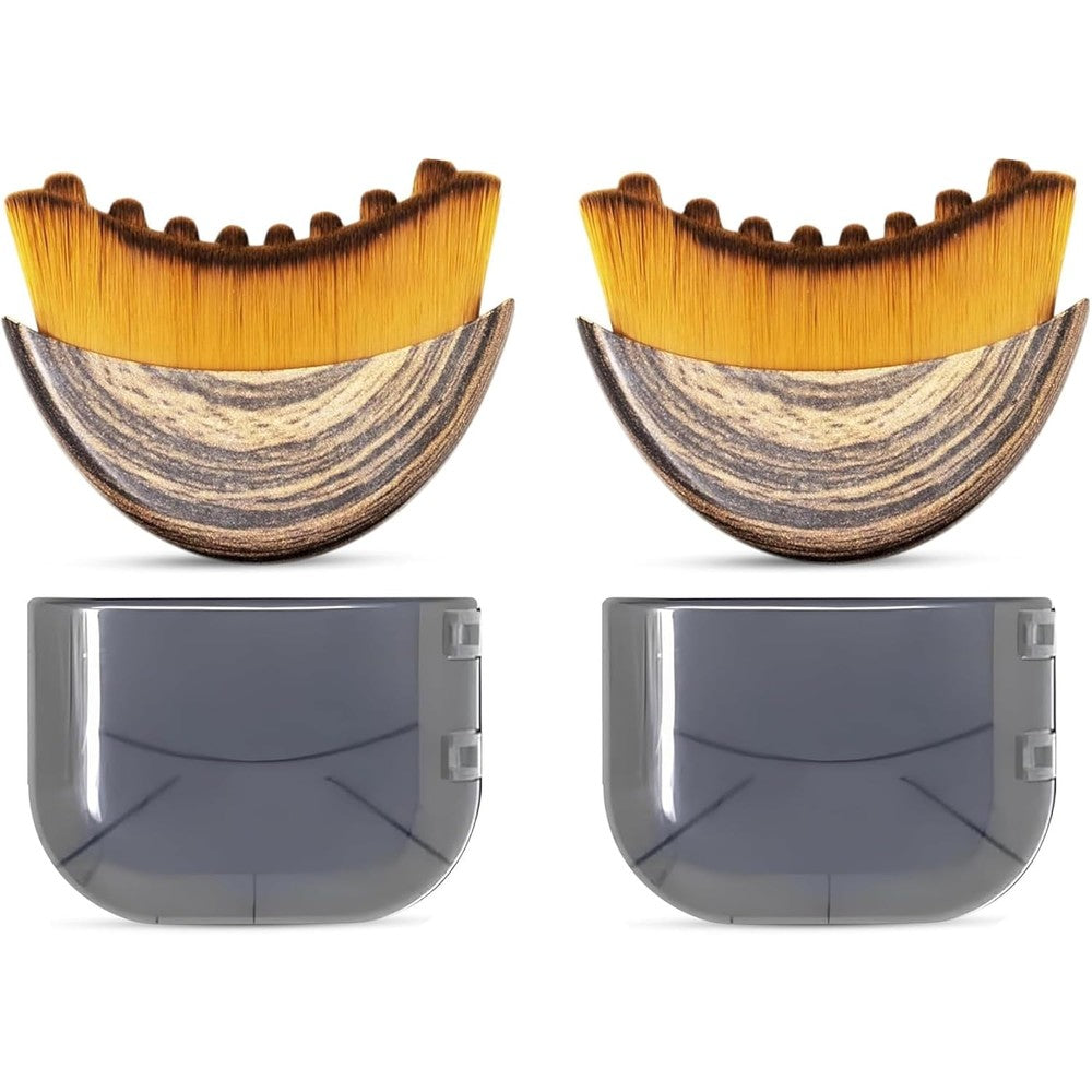 TECNOFEX Lymphatic Contour Face Brush two piece set showing curved wooden handle and soft white bristles