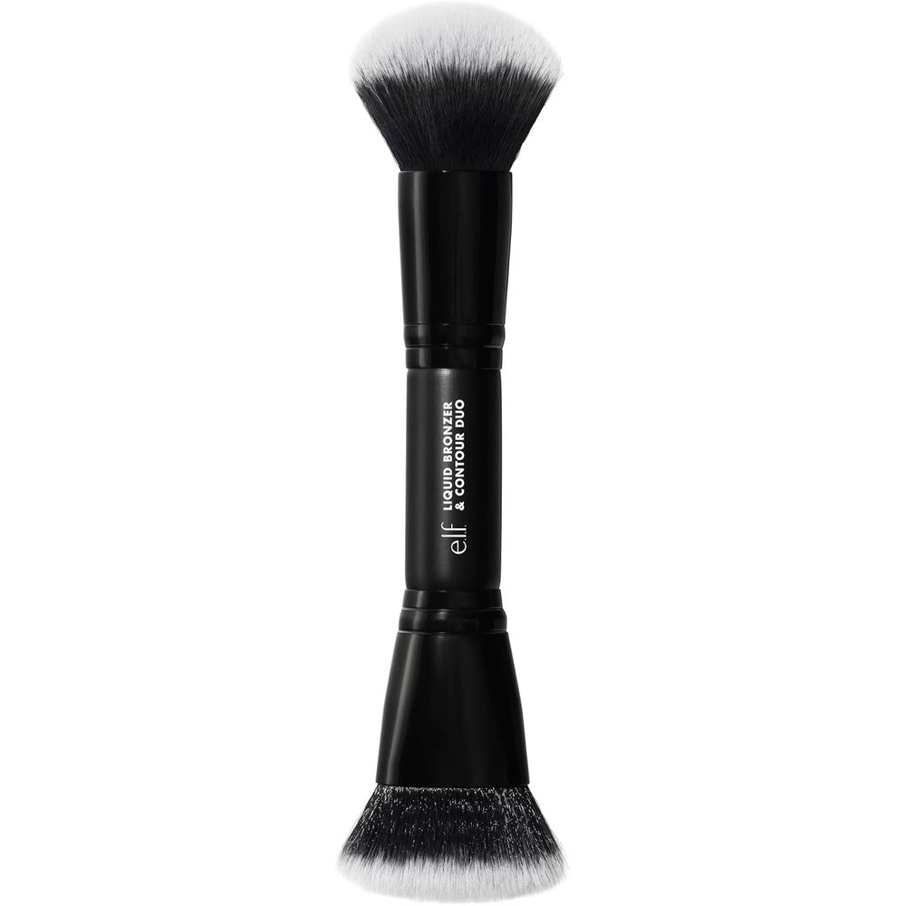 e.l.f. Liquid Bronzer & Contour Duo Brush featuring dual-ended synthetic bristles for face makeup