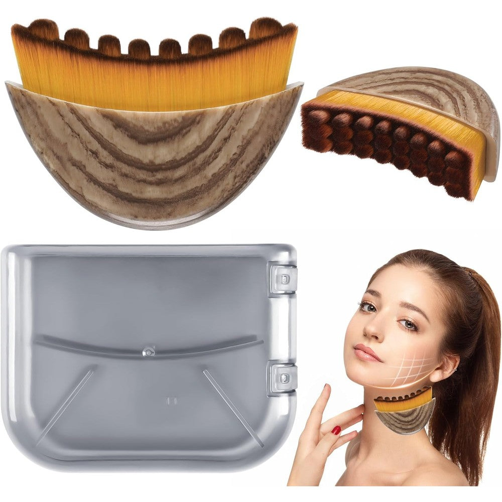 LPZXH Lymphatic Contour Face Brush front view showcasing the ergonomic arched bristles and travel case for facial sculpting.
