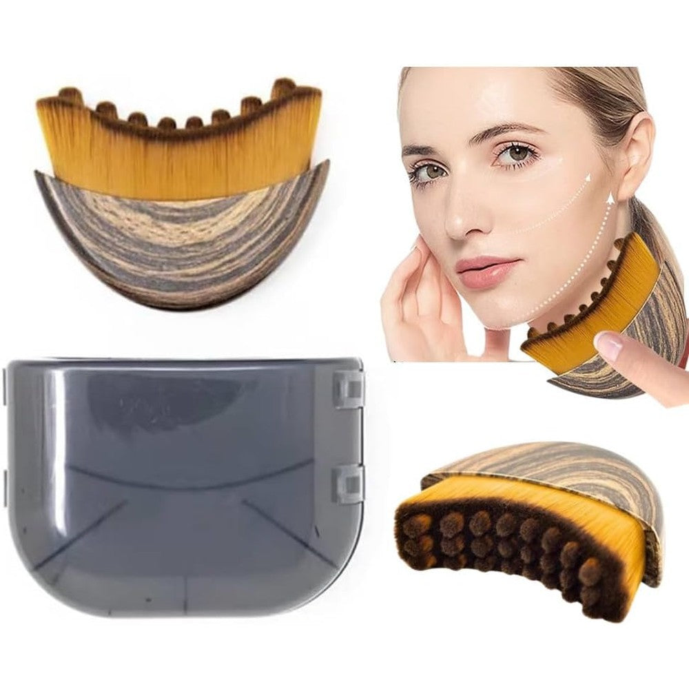 ROKATY Lymphatic Contour Face Brush front view in its clear protective case for facial dry brushing.