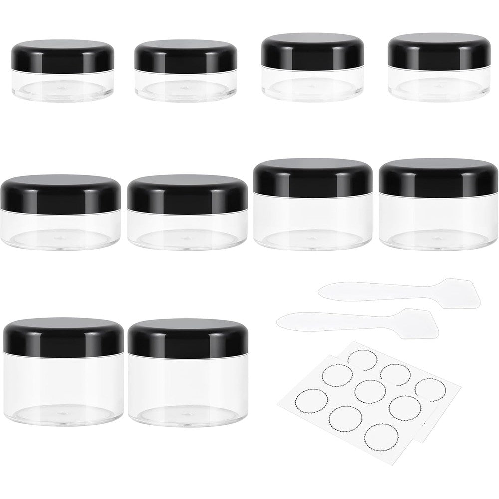 Zizemoja 10 piece travel container set with black lids front view