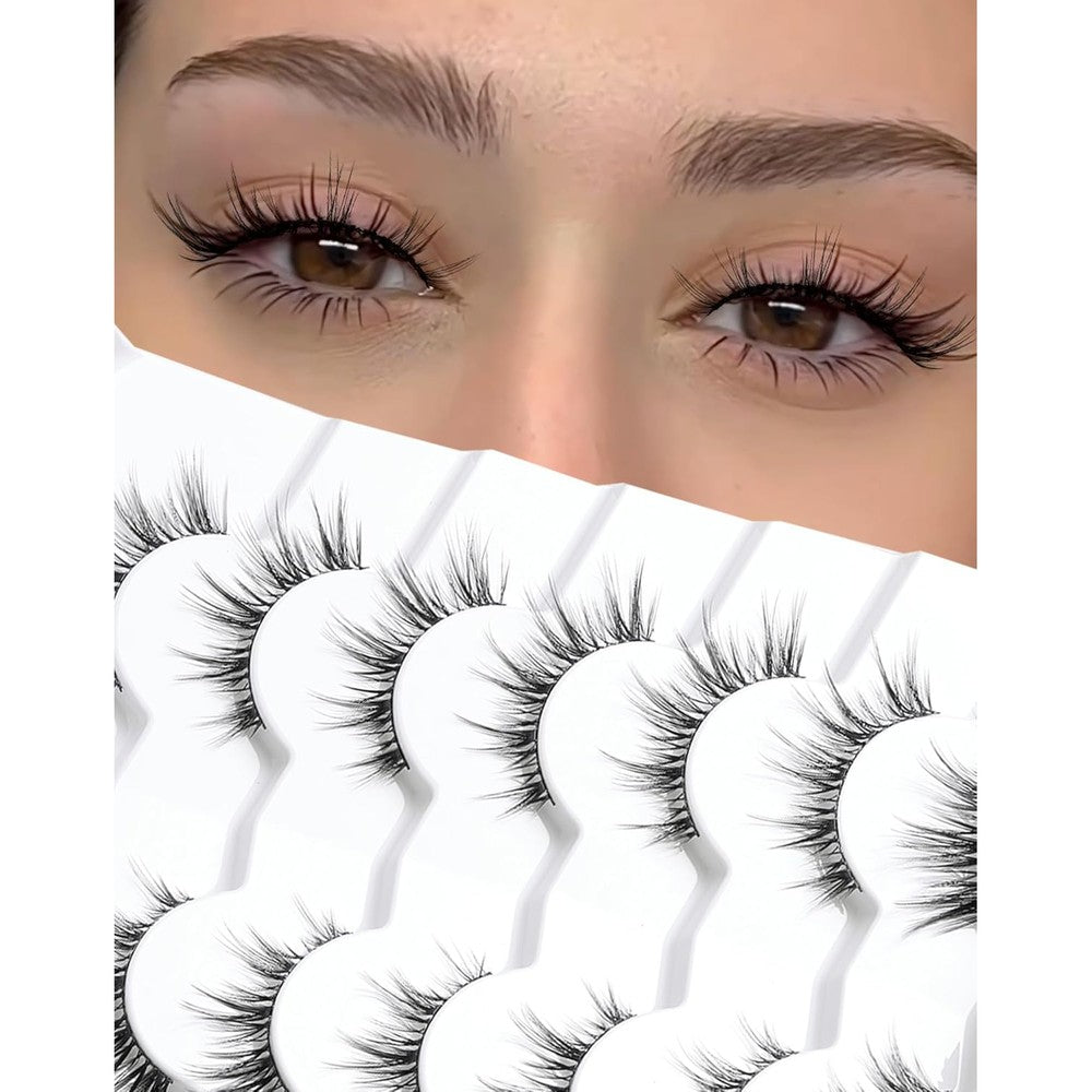 Yxbzkgdcng Jiocolor natural wispy cat eye strip lashes front view