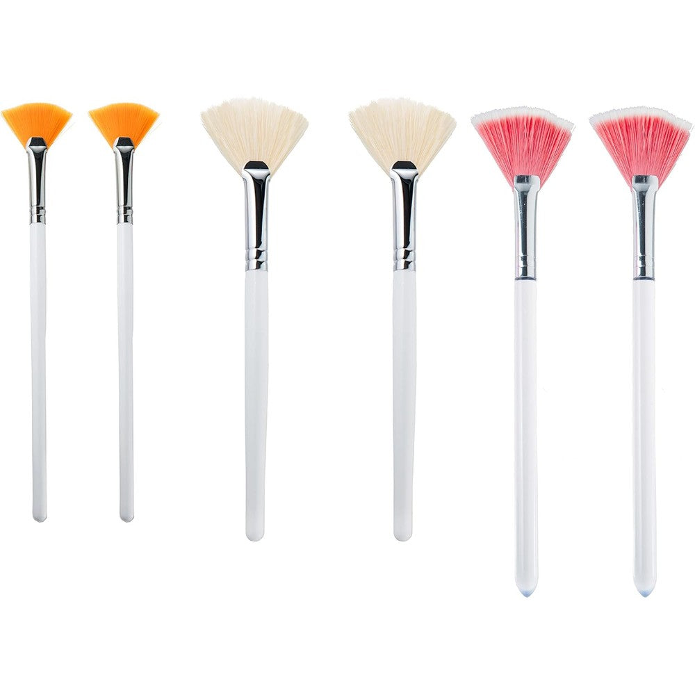 Essenavita 6 Piece Fan Mask Brush Set front view showing natural boar and synthetic facial applicator brushes.