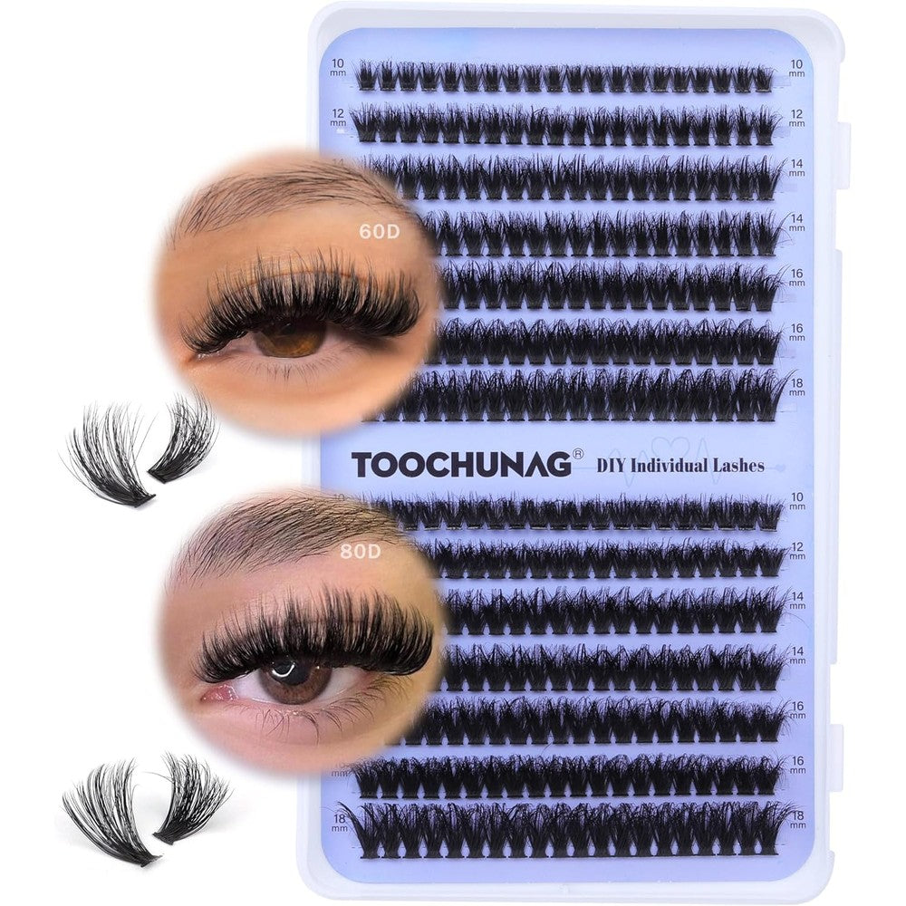 Toochunag Fluff Lash Clusters 60D and 80D set packaging front view