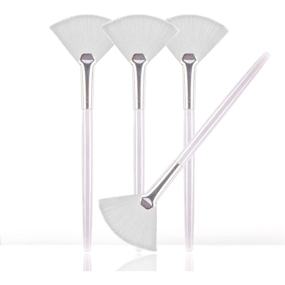 Soft 'N Style Taklon fan mask brush front view showing white synthetic bristles and clear handle for chemical peel application