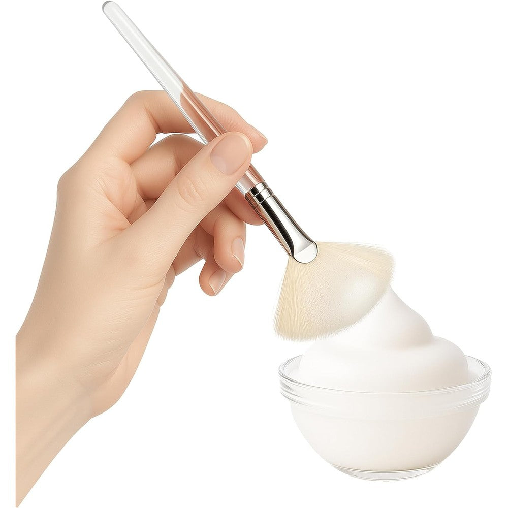 APPEARUS natural goat hair facial mask fan brush front view for professional spa treatments