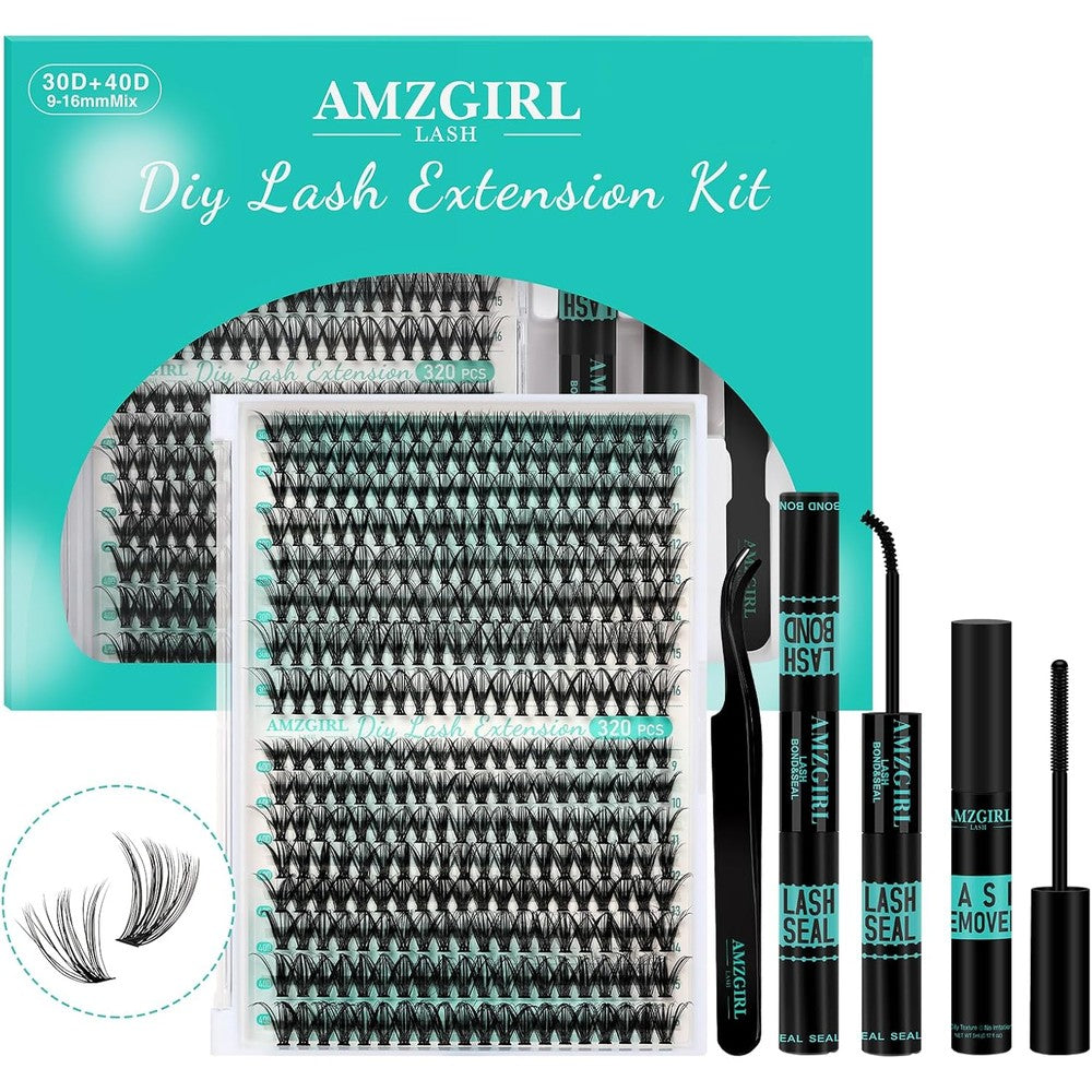 Amzgirl Lash Clusters Kit 320Pcs front view with tools