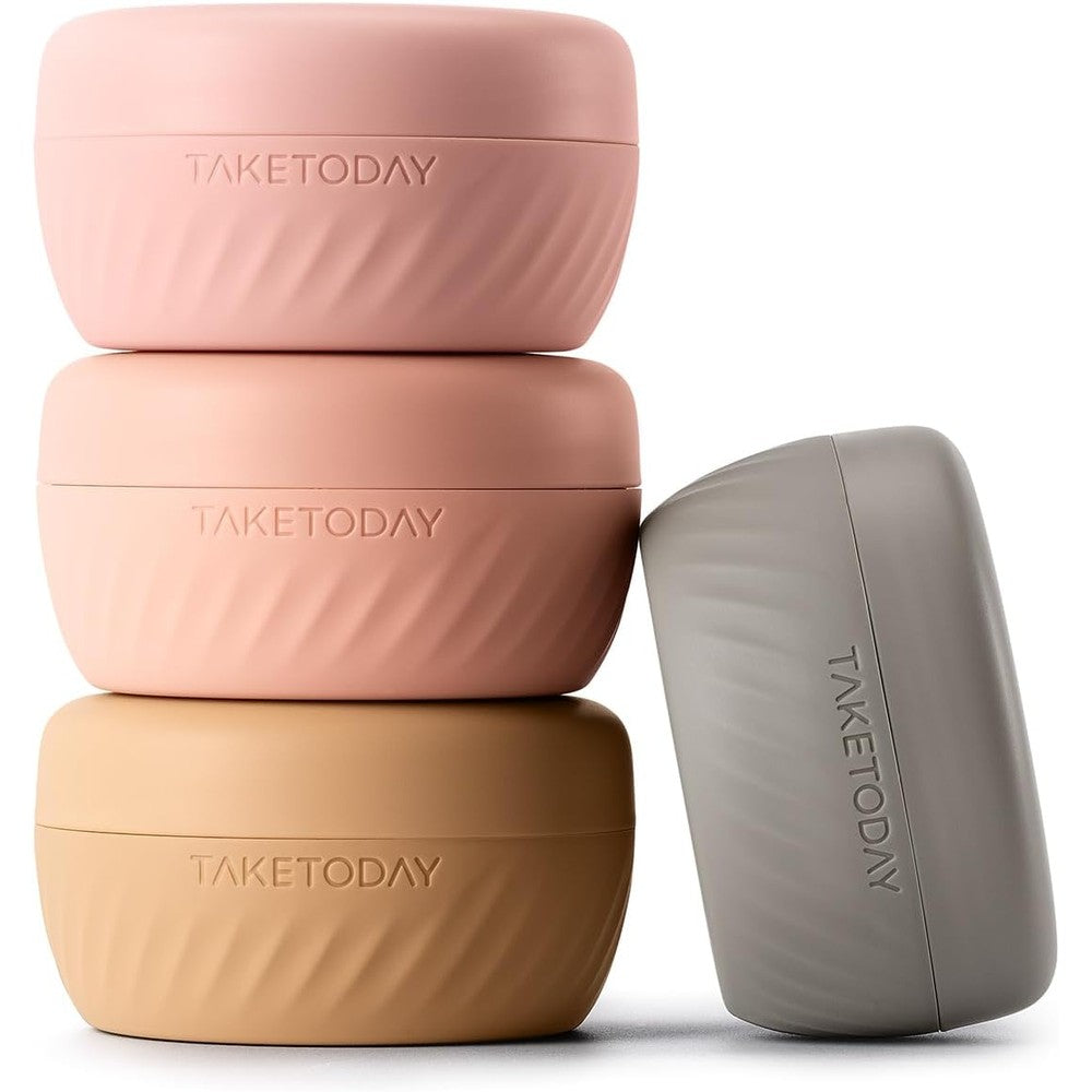 TakeToday travel containers 4 pack front view with apricot color