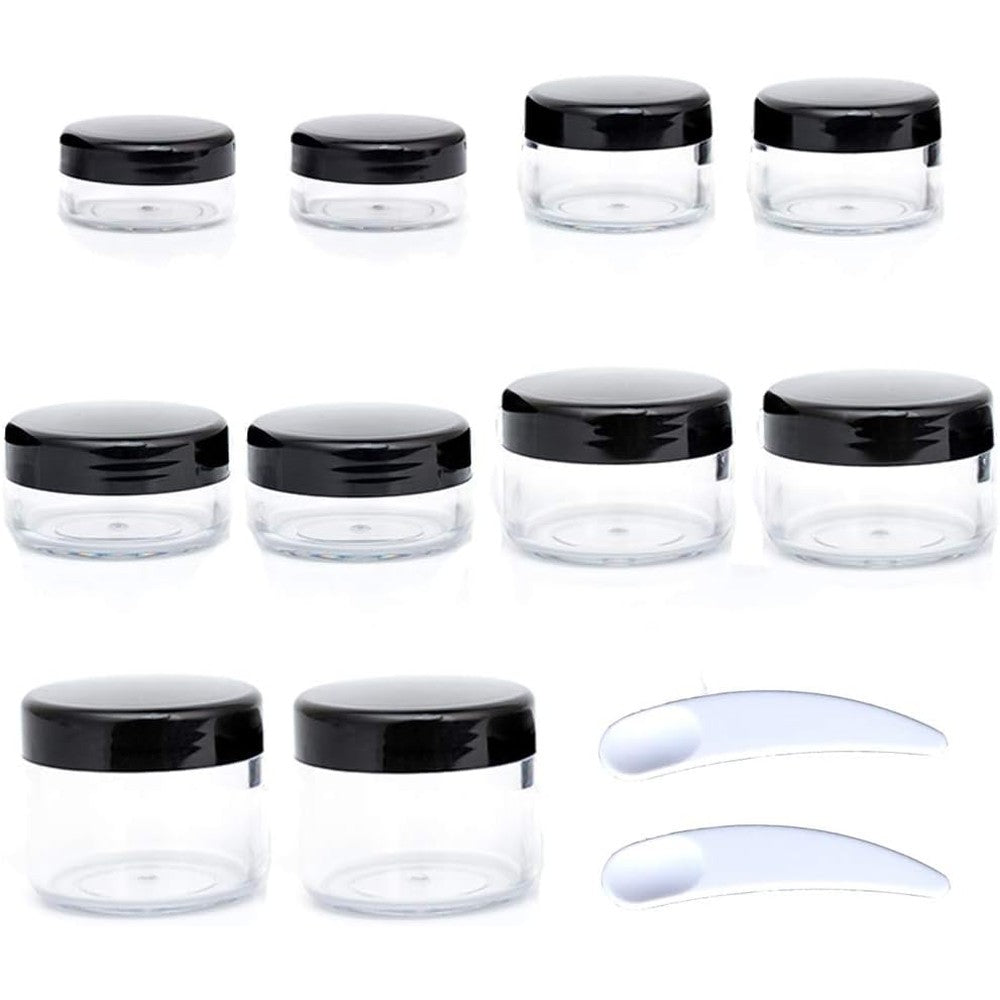 Zejia 10 piece travel container set with black lids