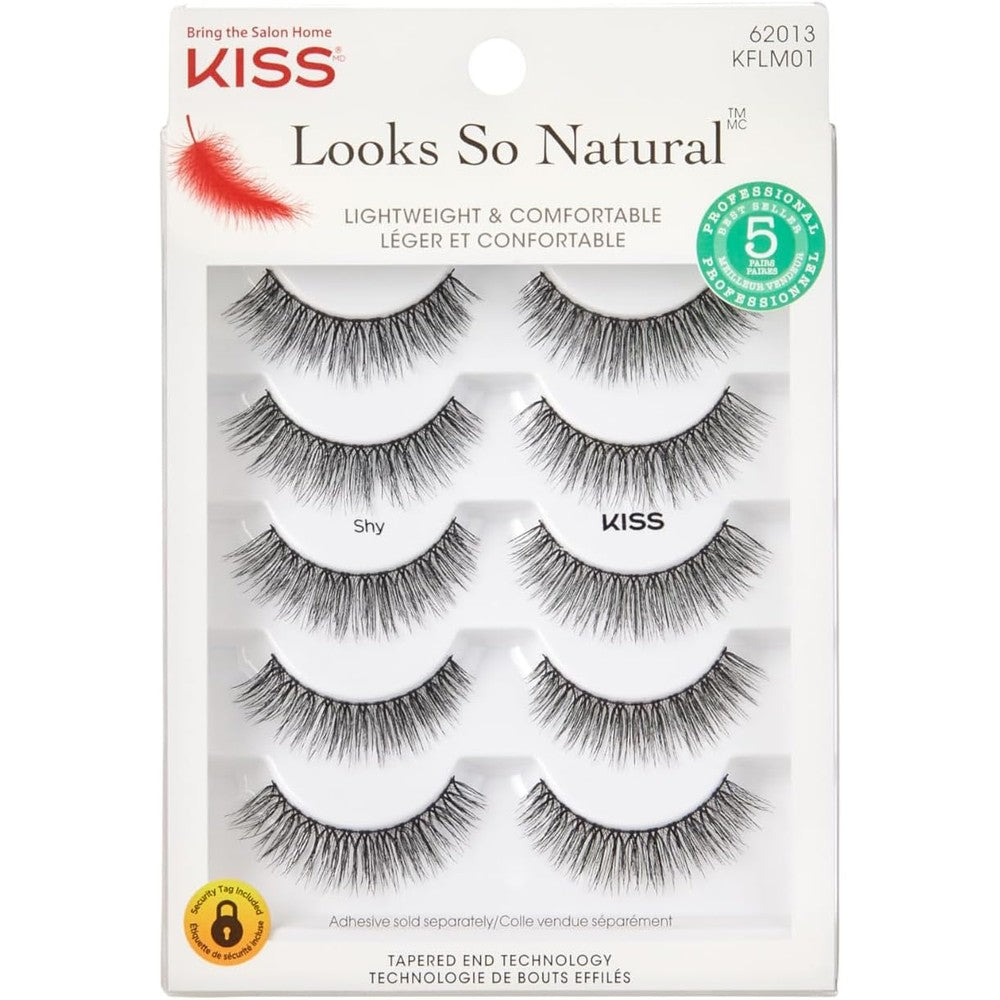 KISS Looks So Natural False Eyelashes Shy style front packaging view showing five pairs of lashes.