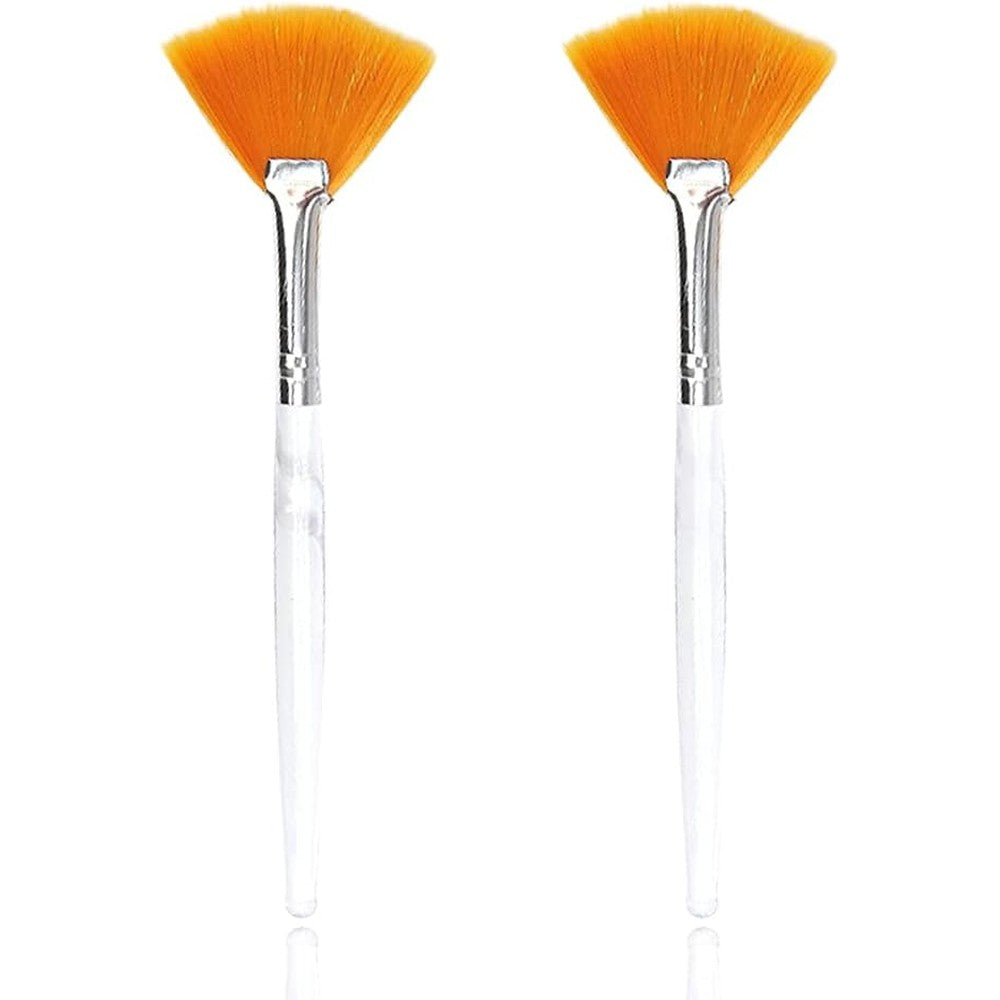 Soft 'N Style fan mask brush front view showing yellow Taklon bristles