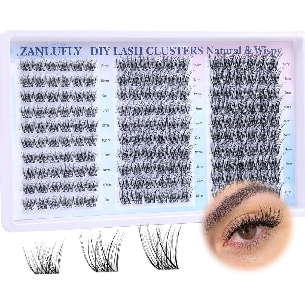 Zanlufly wispy lash clusters tray front view for DIY extensions