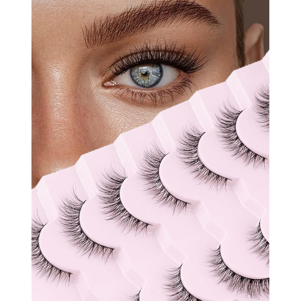 Onlyall natural wispy lashes front view of 7 pairs