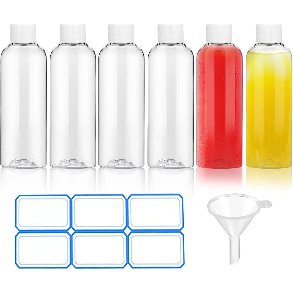 Vantobest clear plastic shot bottles front view six pack set for wellness juices
