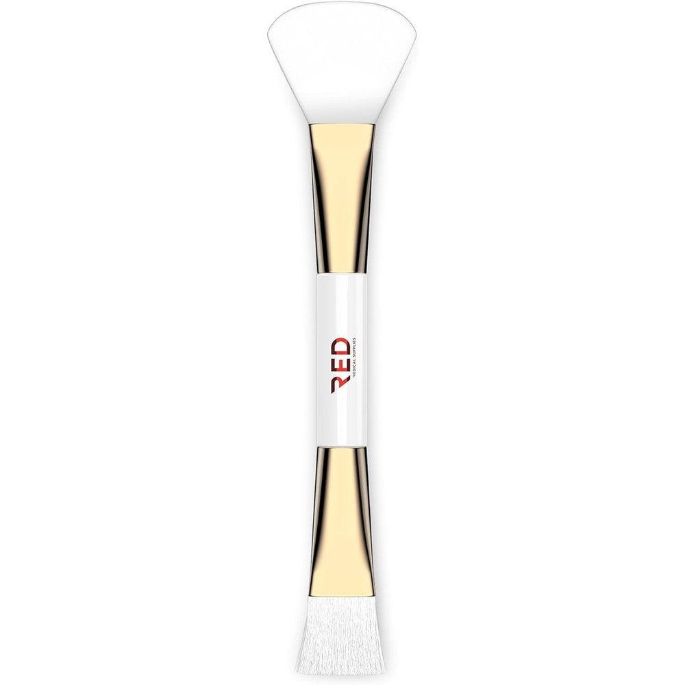 RED Medical Supplies Dual Applicator Face Brush front view showcasing the fan-shaped silicone tip and soft bristle end.